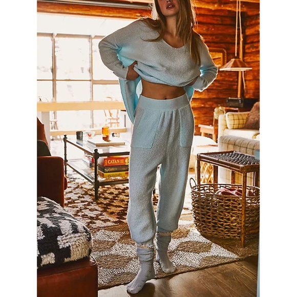 🎉LAST CHANCE🎉 FREE PEOPLE C.O.Z.Y. Pants / Neon Sky - Picture 9 of 10